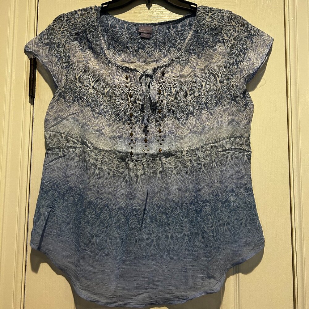 Laura Scott Blue & White Top Size Medium